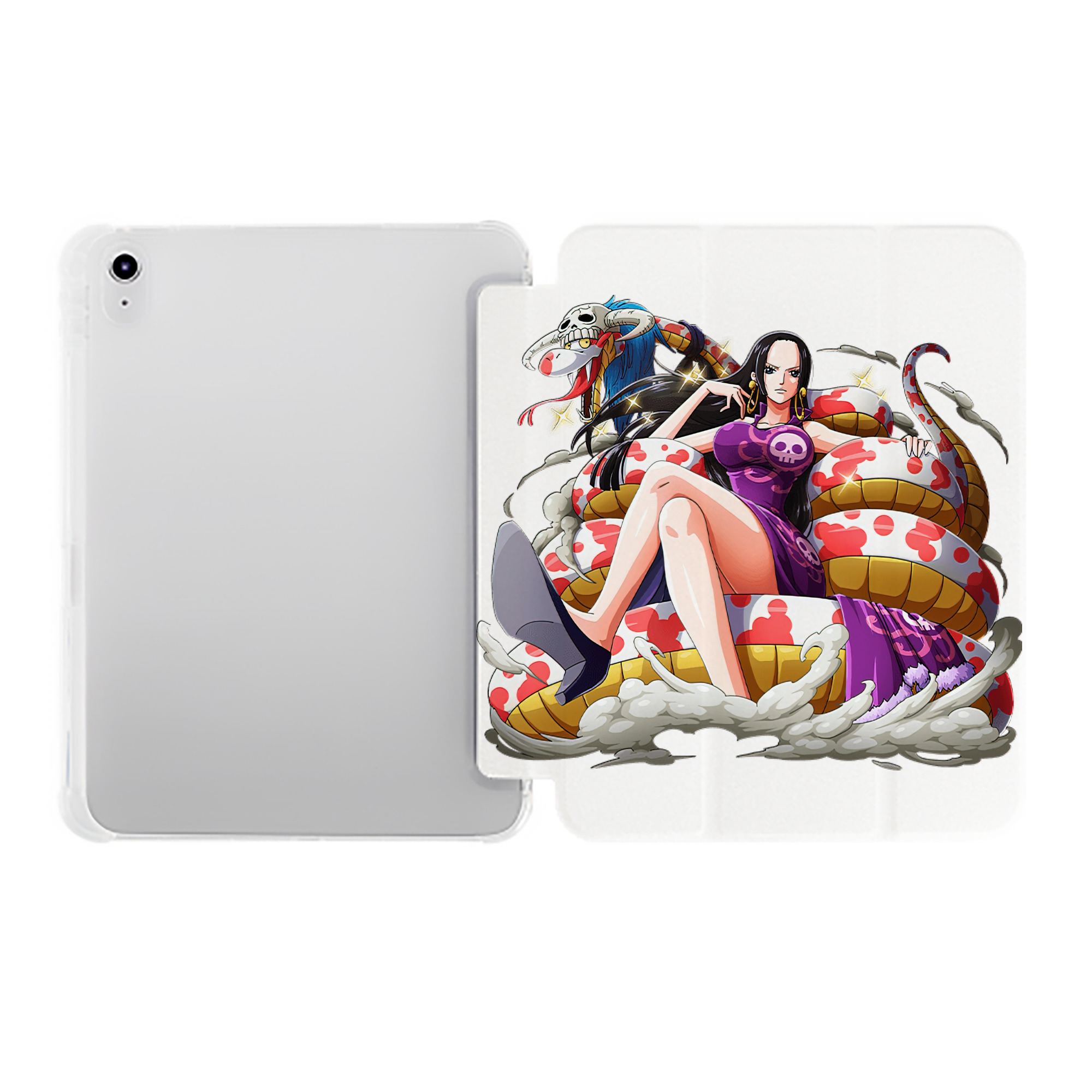（画像用） ワンピース ボア・ハンコック ONE PIECE Boa·Hancock IPad ケース ペン収納付き 三つ折りスタンド PUレザー×シリコン 対応機種9.5/10.5/10.9インチ